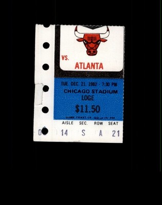 Dec. 21, 1982 Chicago Bulls vs. Atlanta Hawks - Chicago Stadium Ticket Stub