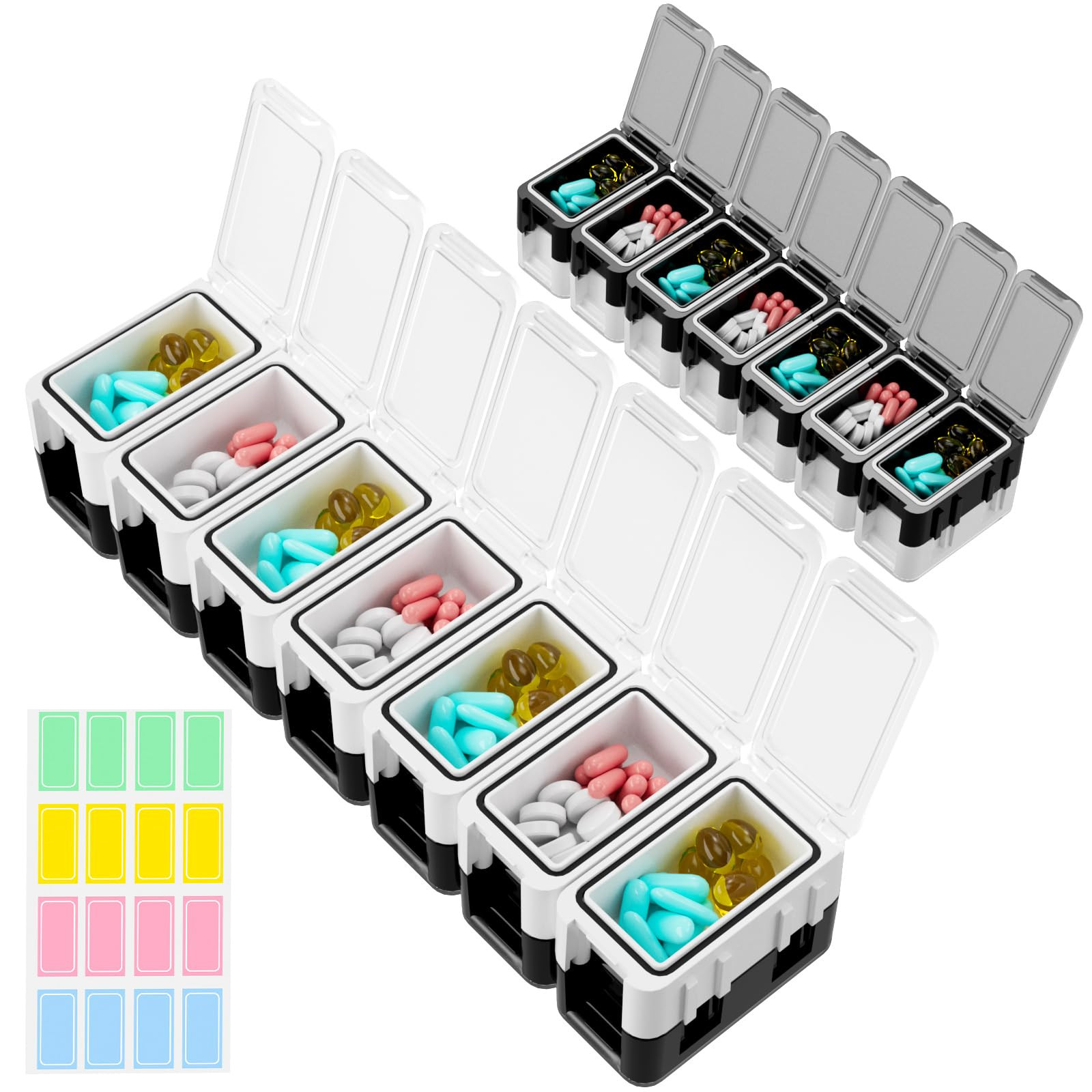 Restree Weekly Pill Organizer, 14 Compartments Portable Pill Box, 2 Times a D...