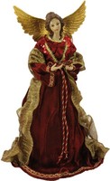 Schutzengel Figur Mit Rotem Stoffkleid, 28 Cm, Polyresin Deko