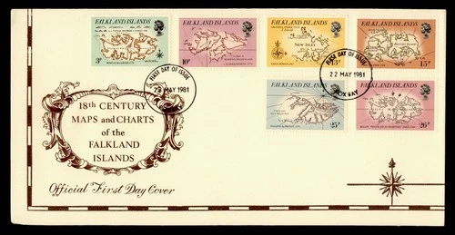 DR WHO 1981 FALKLAND ISLANDS FDC MAP/CHART CACHET COMBO M66190