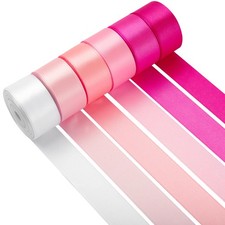 6 Rolls Pink Satin Ribbon 1 Inch Total 60 Yards Double Faced Gift Wrapping