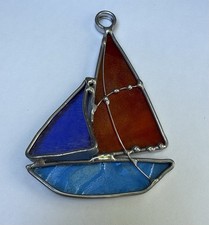 Stained Glass Suncatcher Sailboat Boat Nautical Design Handcrafted