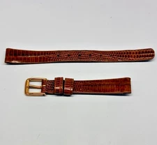 9.5mm Short Cognac Genuine Lizard Watch Band - USA