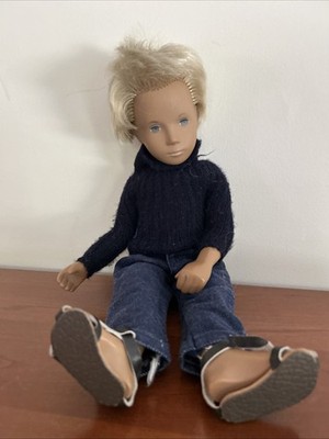 16  Vintage Doll Sasha Gregor English Blonde Boy Original Denim Jeans Sweater O