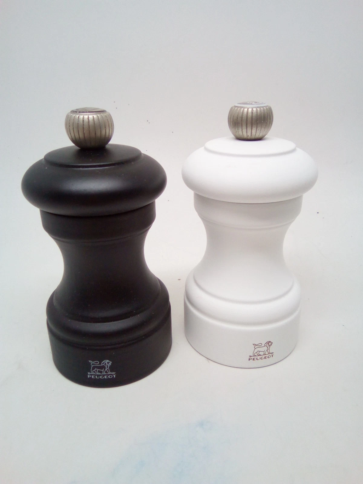Peugeot 2/24291 Bistro 4 Inch Black Matte Pepper Mill and 4 Inch White Matte Sal