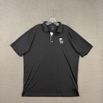 PUMA Polo Shirt Mens XL Black Valero Texas Open Embroidered Casual Preppy Golf