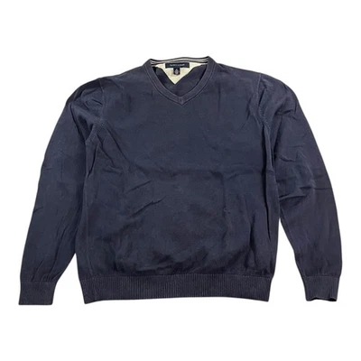Tommy Hilfiger M Pullover Herren Sweatshirt Blau V-Ausschnitt Baumwolle - Bild 1 von 4