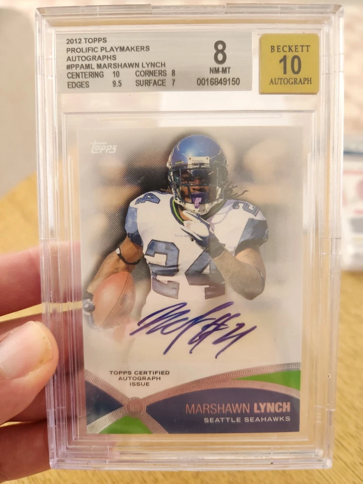 2012 Marshawn Lynch BGS 8 Auto 10 Topps Seattle Seahawks Prolific Playmakers - image 3 of 3