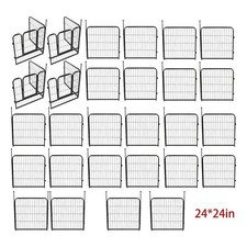 Dog Playpen 32 Panels 24" Dog Fence Pet Dog Exercise Pen Outdoor Indoor W/ Doors