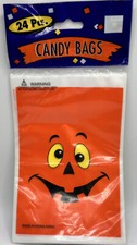1994 Frankenstein Pumpkin Halloween Plastic Trick Or Treat Bag Bags - 24 Count