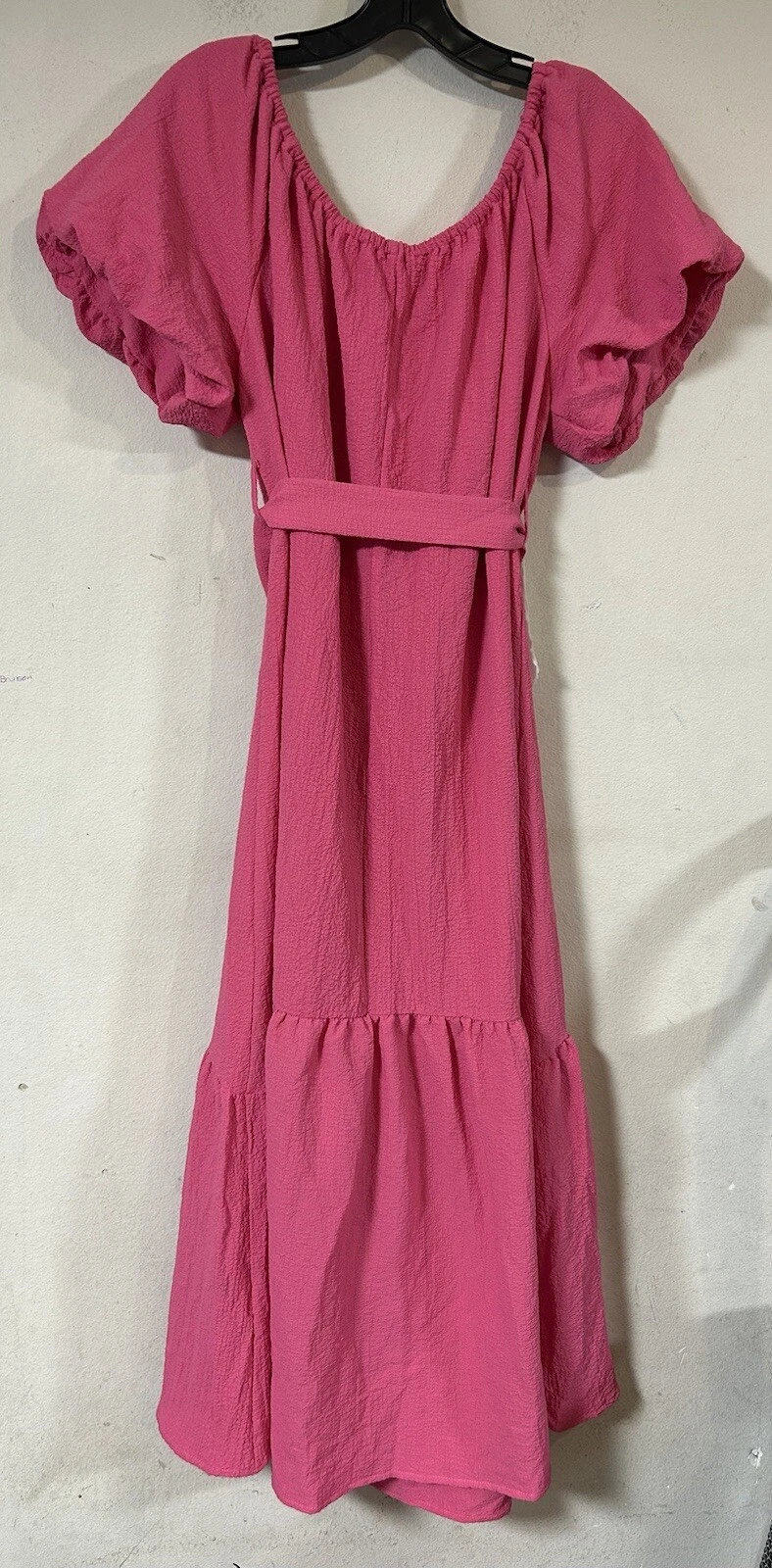 Abito donna shein 1x garza rosa manica a sbuffo fascia midi con cintura San Valentino