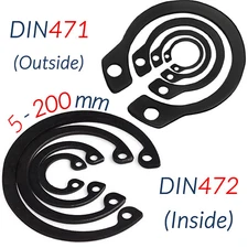 External Circlips Retaining Rings Snap CirClip Sizes: 5mm - 200mm DIN 471 / 472