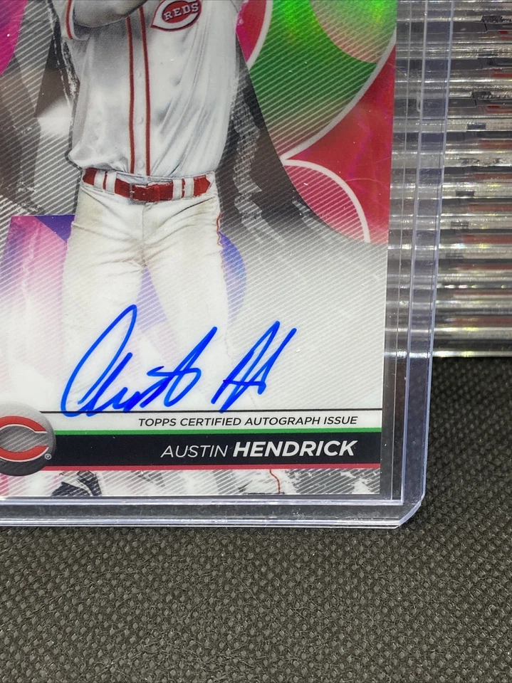 2020 Bowmans Best Austin Hendrick Green Refractor Auto 10/99 REDS Om Card Auto! - Image 4 of 4