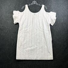 Madewell Dress Women's Large White Rose Stripe Cold-Shoulder Mini Boxy Shift