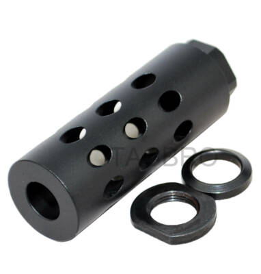 Black Anodized Lightweight Aluminum 1/2''x28 TPI Muzzle Brake For 9MM