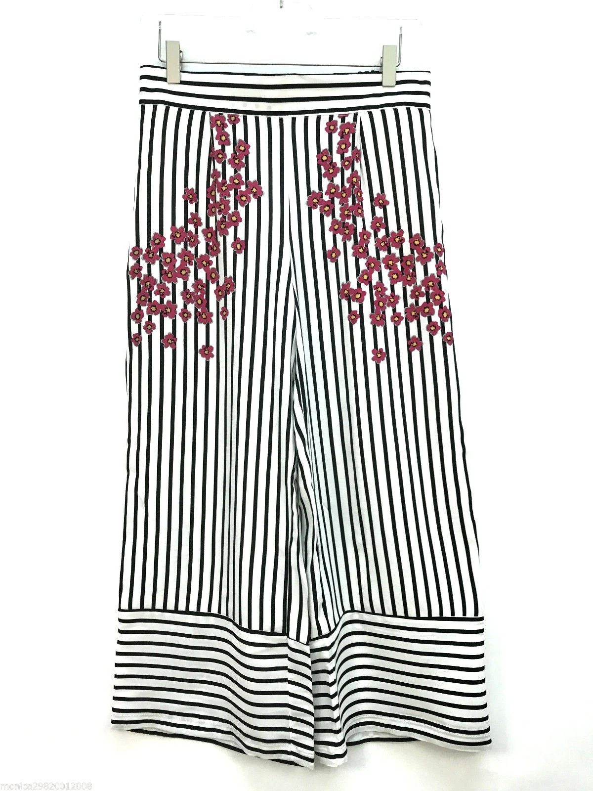 ZARA STRIPED FLORAL TROUSERS SIZE S M REF 7385 073