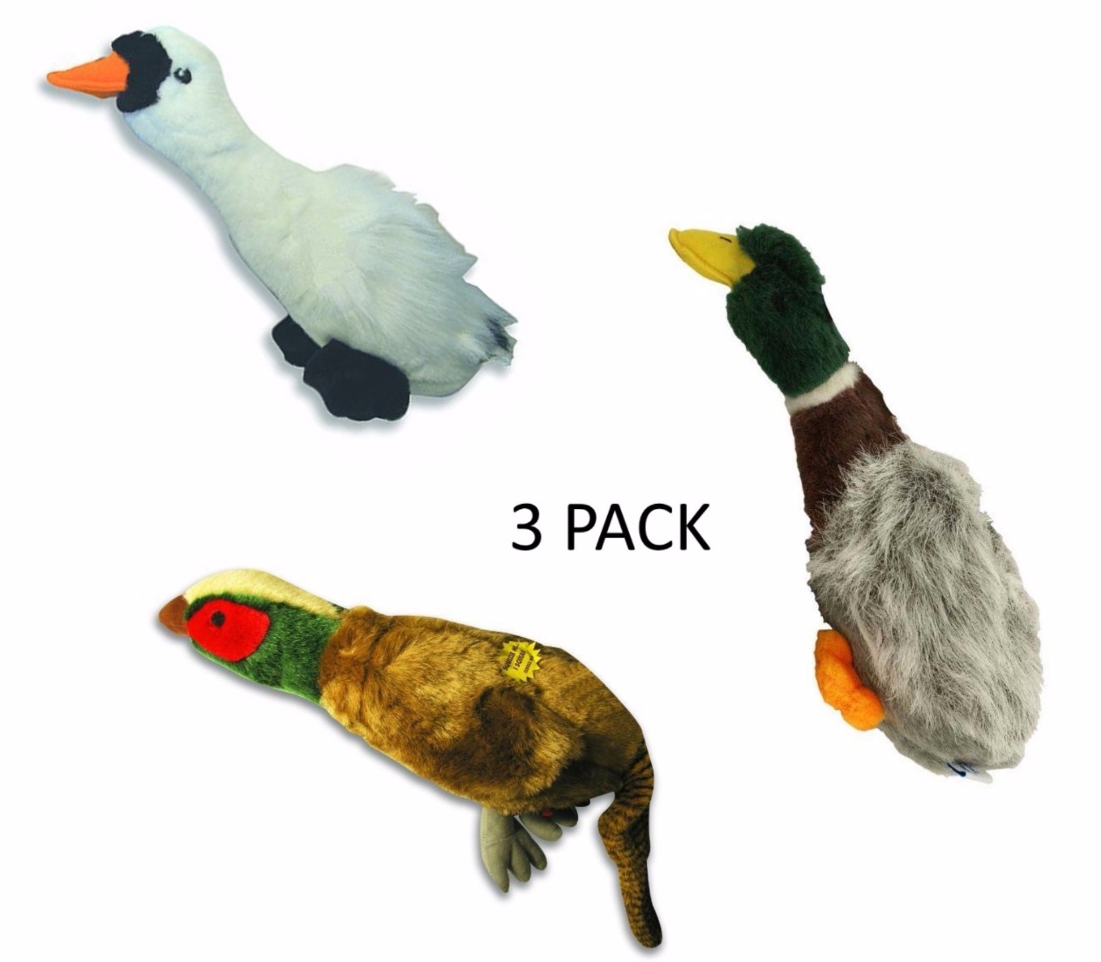 3 PACK HAPPYPET MIGRATOR LARGE 35 CM SOFT PLUSH DOG PUPPY TOY HONKING SOUND