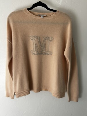 Max Mara MaxMara Cannes Logo Cashmere Knit Sweater Peach Grey Size Medium