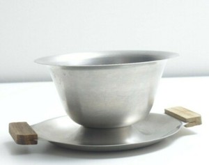 Interpur Gravy Boat 18-8 Stainless Steel  Wooden Handles Korea marked