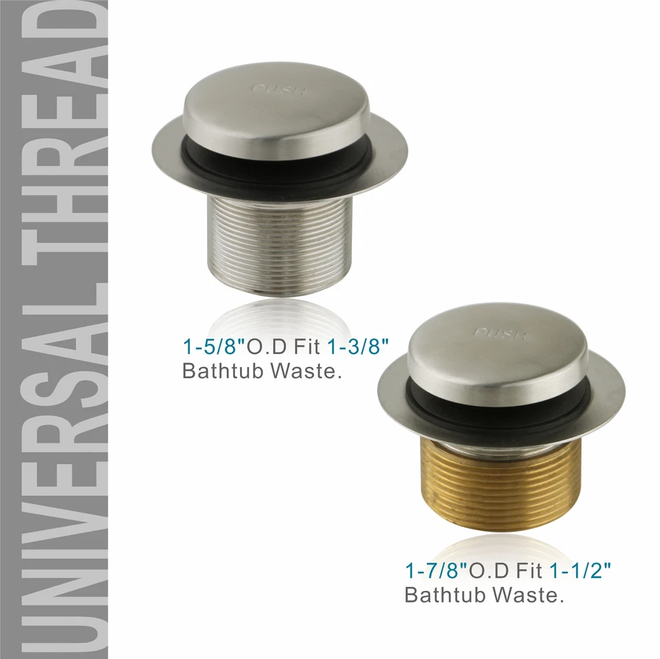 Juego de punta y punta de drenaje de bañera de níquel cepillado con kit de bañera de placa frontal de desbordamiento de 2 orificios Foto 4 de 4