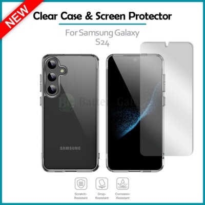 Slim Shockproof Phone Case CLEAR+LCD Screen Protector for Samsung Galaxy S24