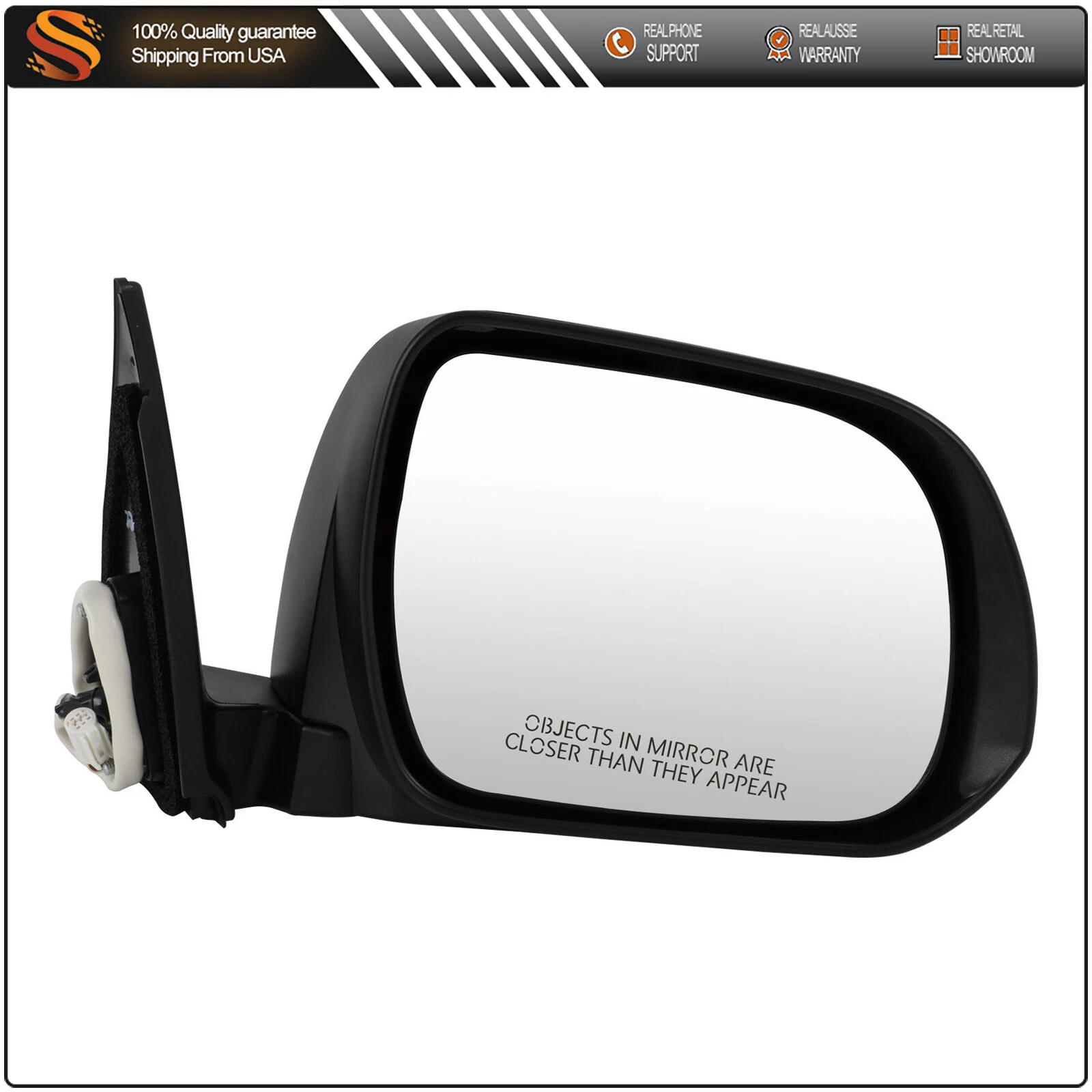 For 2008-14 TOYOTA HIGHLANDER RH Passenger Side View Mirror 3 WIRES POWER+BLACK