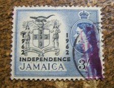 Jamaica #194 1962 Independence Overprint Queen Elizabeth II QEII 3sh Arms