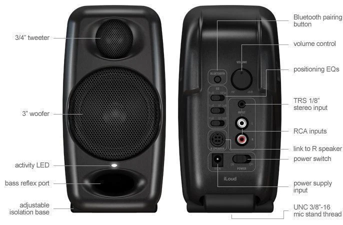 IK Multimedia iLoud Micro Compact Studio Monitors w/bluetooth and DSP (Pair) - Image 3 of 4