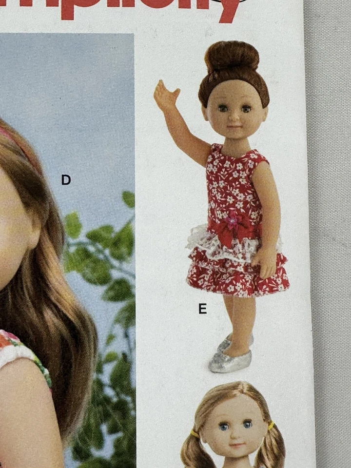 Simplicity 14" Doll Clothes Tunic Leggings Top Dress Patterns 8574 UNCUT - Image 4 of 4