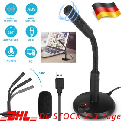 PC Mikrofon USB Standmikrofon Mit Schalter Computer Microphone Plug & Play 2025