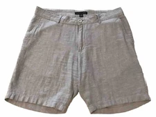 Saks Fifth Avenue Linen Blend Shorts Mens 34 (Actual) Chino Blue Preppy Casual