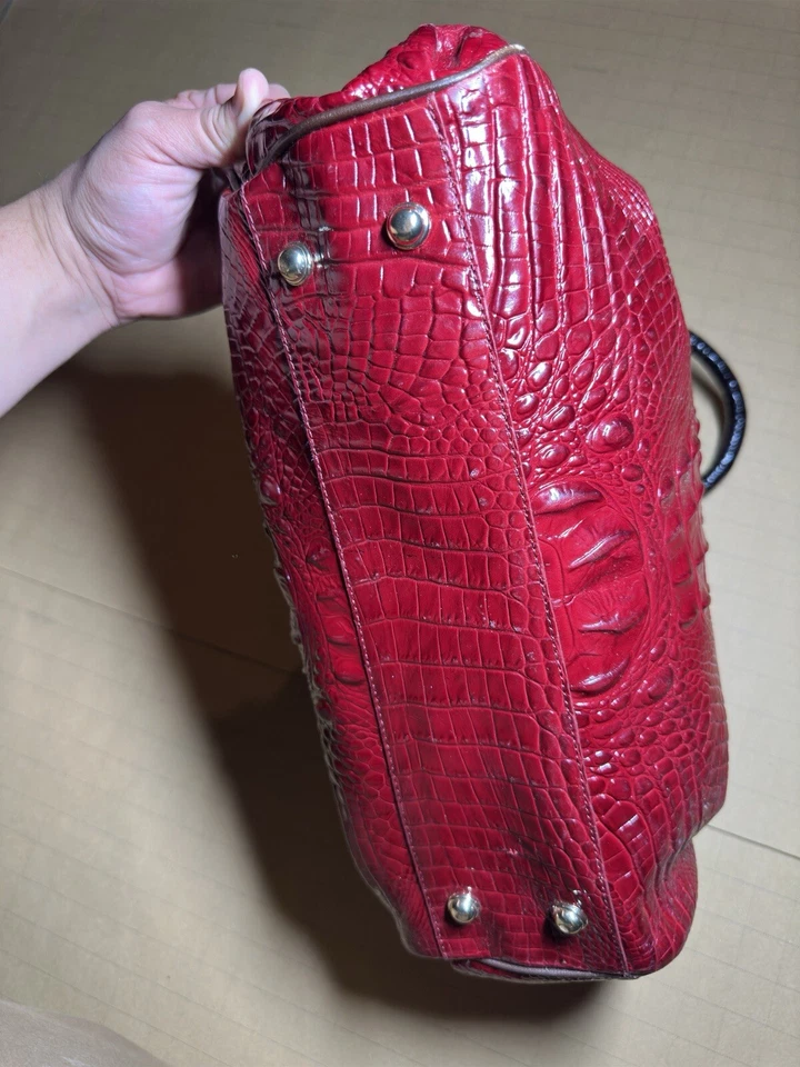 BOLSO DE HOMBRO BRAHMIN RARO ELISA CARMÍN CUERO ROJO/NEGRO Foto 3 de 4
