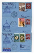 POSTAL HISTORY 1960 VATICAN 3 AIROGRAMS PARGI - TOKYO D- 07031