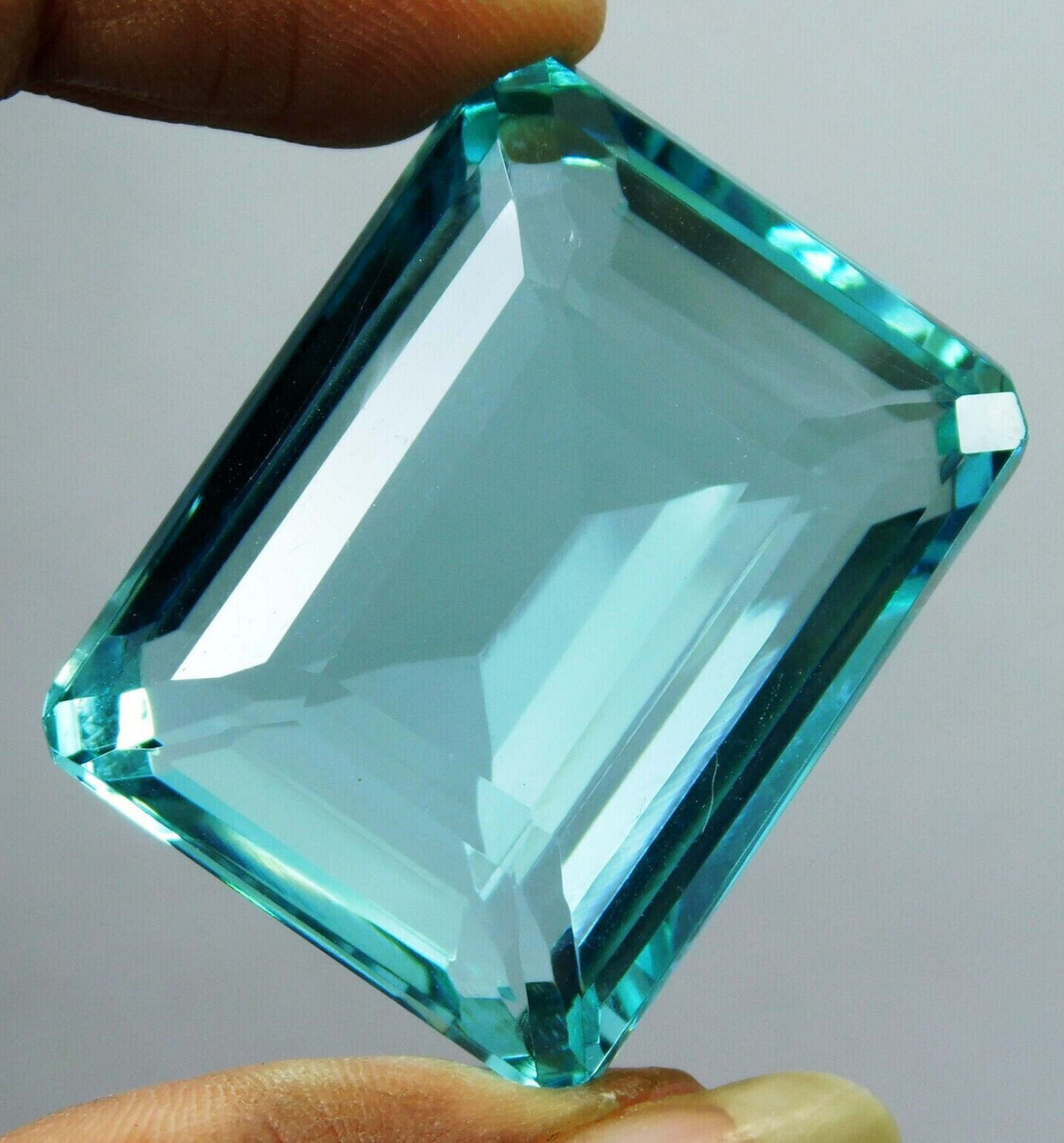 Large Aquamarine Emerald Cut Faceted Loose Gemstone