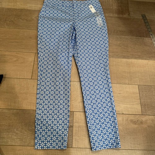 OLD NAVY WOMENS PIXIE SKINNY BLUE PRINT PANTS NEW SIZE 6 HIGH RISE