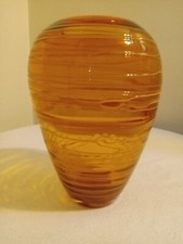 Vaso Fulvio Bianconi Stile Venini Vetro Filettato Ambra Arancione 