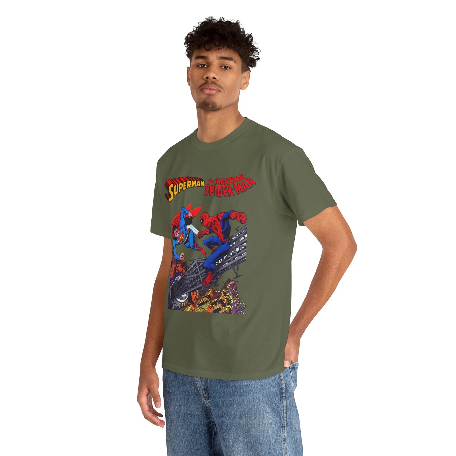 Superman & Amazing Spider-Man T-Shirt - DC/Marvel Comics Crossover - 1970s