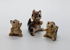 Vintage Hagen Renaker Chipmunk Family 1 Adult 2 babes Shades of Brown and Tan