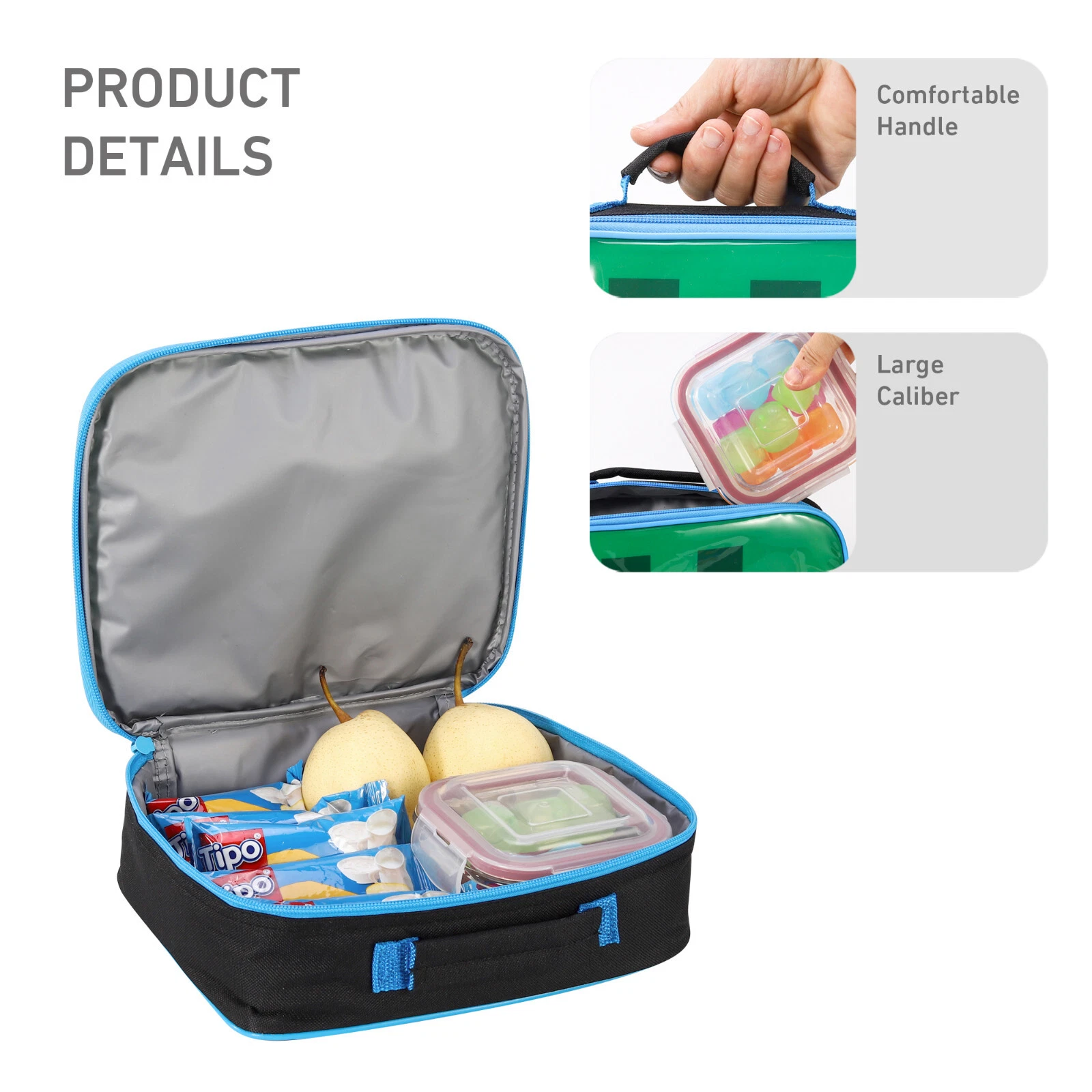 Minecraft Rectangular Insulated Lunch Bag for Kids, BPA Free