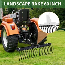 60 Inch Landscape Rake Rock Rake Pine Straw Rake 20 Tines For Tractor ATV UTV