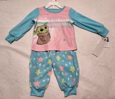 NWT Star Wars Baby Yoda Grogu Mandalorian Fleece Pajamas PJs 2PC Toddler Girl