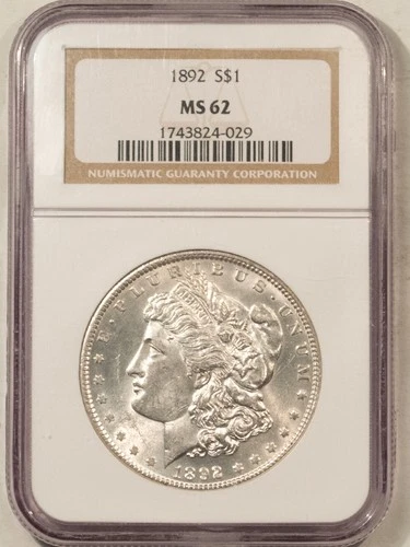 1892 $1 MORGAN DOLLAR - NGC MS-62
