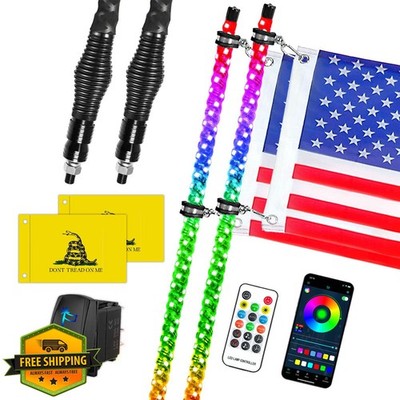 Autmens 4FT Whip Lights, RGB Chasing Spiral ATV UTV SXS App Control
