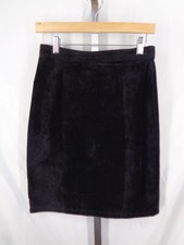 Vintage Savannah Black Suede Leather Straight Pencil Skirt Size 3/4