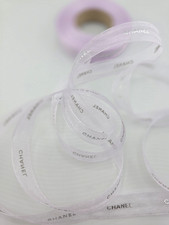 2 Yards of Chanel LE LAVENDER Silver Chiffon Ribbon Authentic 1/2 inch wide
