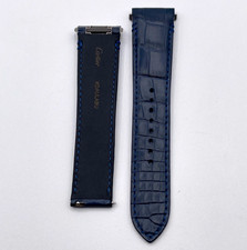Cartier Santos cinturino orologio strap pelle alligatore blu KDAULABU 21/18mm