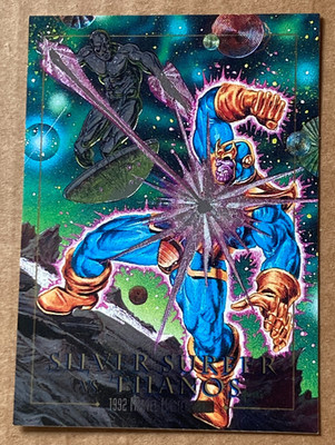 1992 Marvel Masterpieces #2-D Silver Surfer vs Thanos Battle Spectra Insert