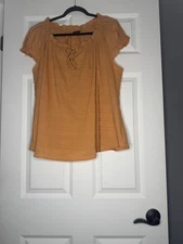 Davi And Dani Short Sleeve Blouse 1xl Burnt Orange 