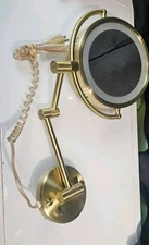 JERDON Wall-Mounted Magnifying Mirror Lighted Makeup Mirror w Corded Plug, Used