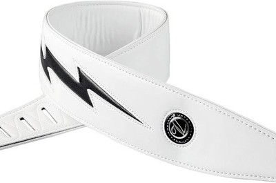 adiya Guitar Strap with Lightning Bolt for White Body Black 